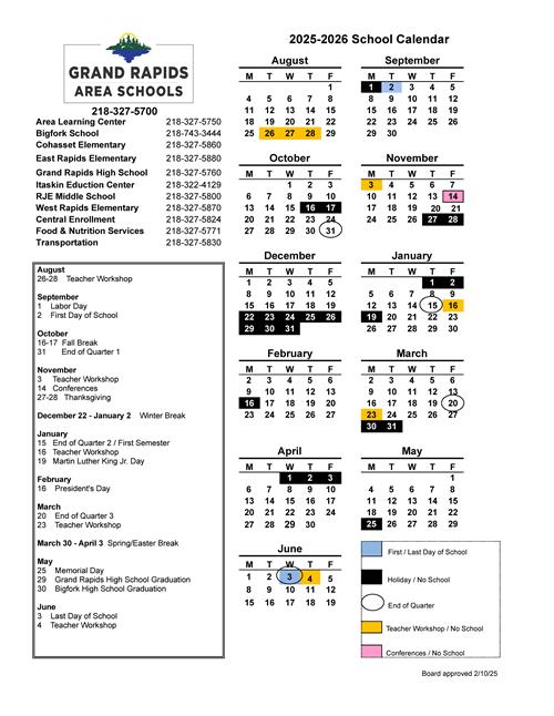 2025-26 School Calendar